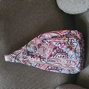 Vera Bradley Gramercy Paisley Retired Pattern Large Sling Purse Gray Pink Blue